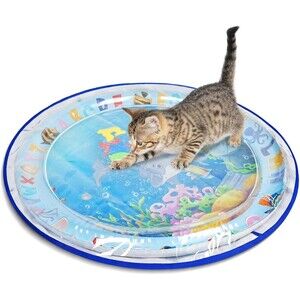 Cat Water Sensory Play Mat with Extra Protective Cover, Anti-Scratch Design P
